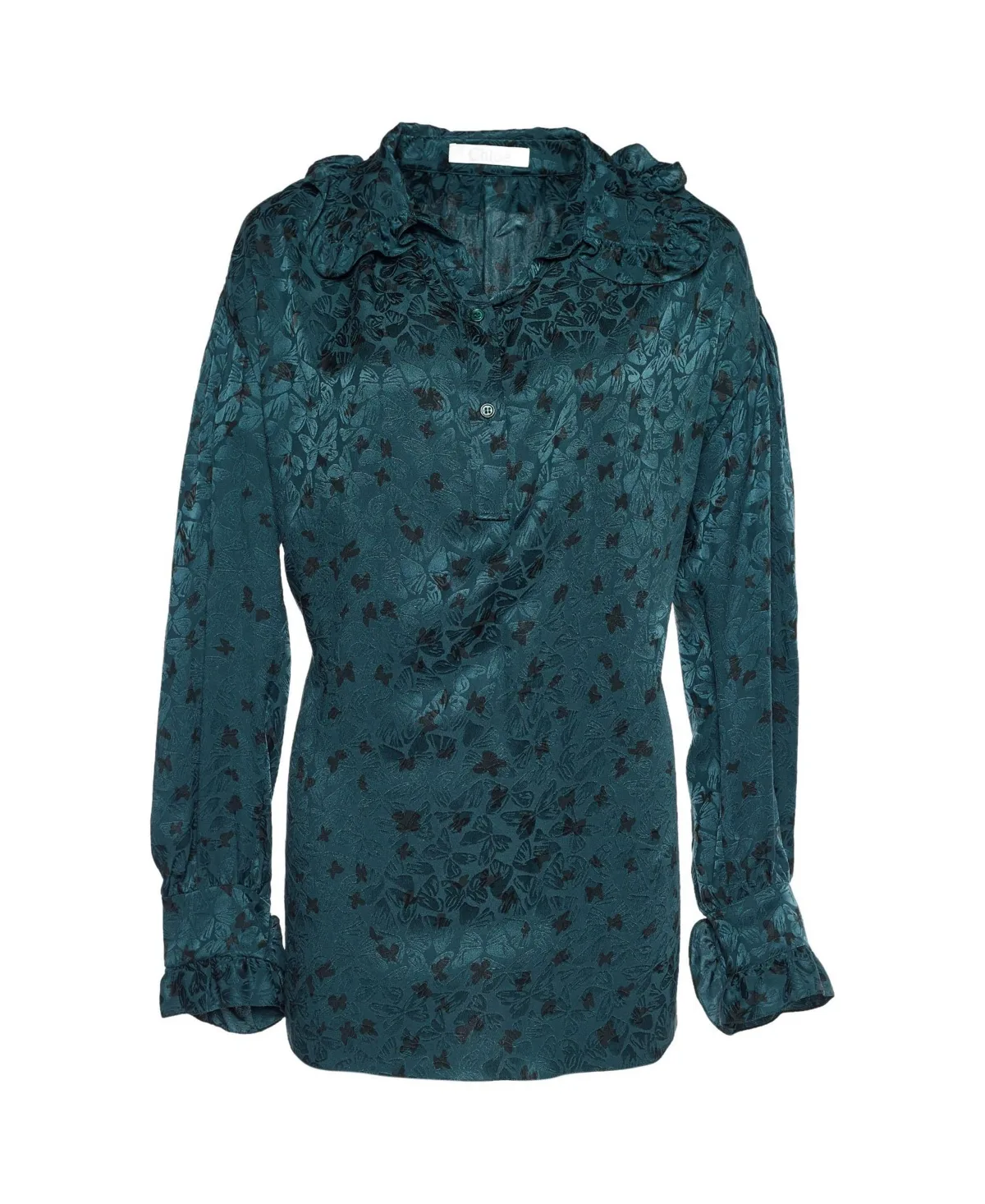 Butterfly Jacquard Silk Ruffle Blouse by Chloé