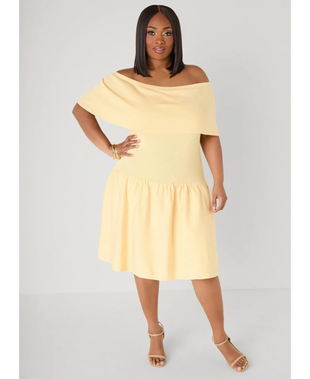 Off the Shoulder Sweater Dress by Ashley Stewart