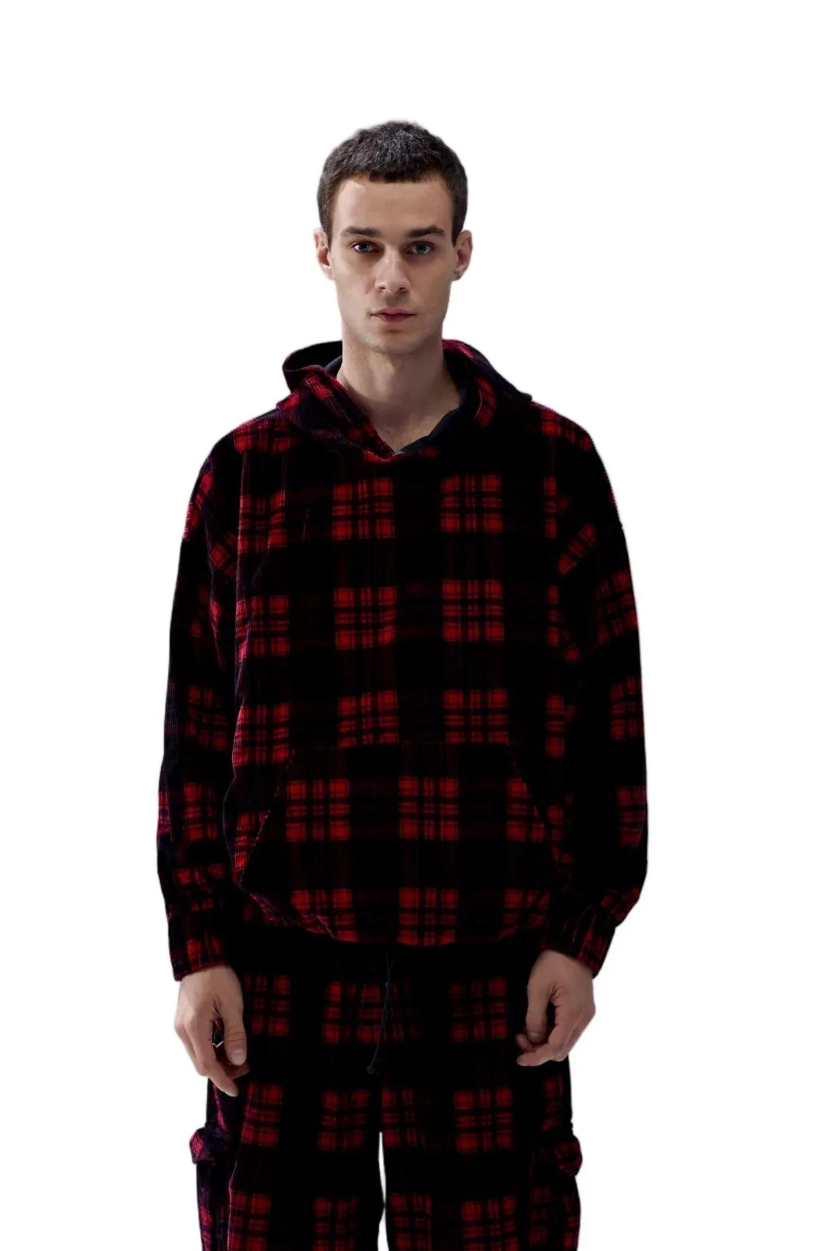 Cotton Plaid Pullover Hoodie Sweatshirt by Pcfg