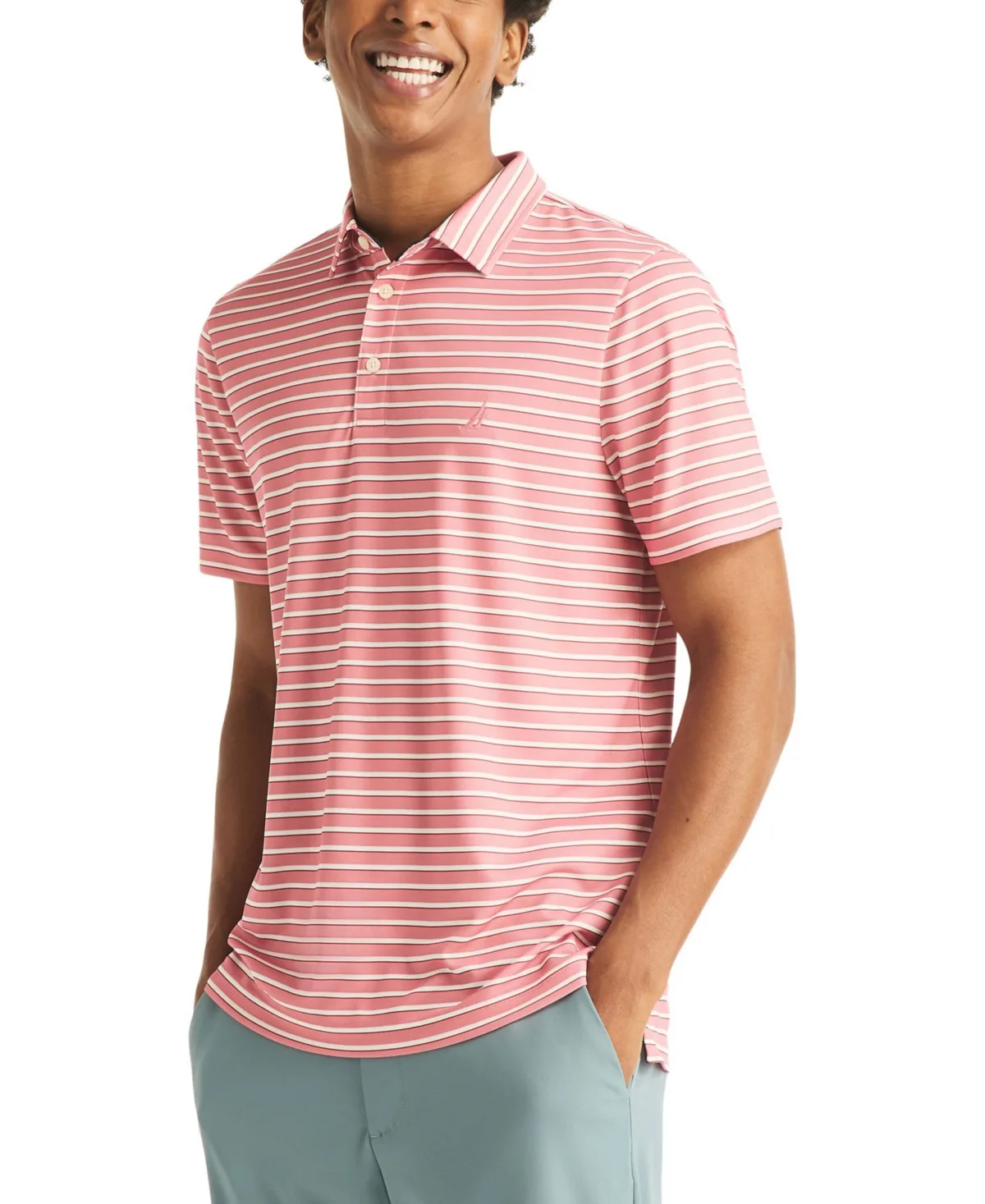 Classic-Fit Stripe Moisture Wicking Performance Golf Polo Shirt by Nautica
