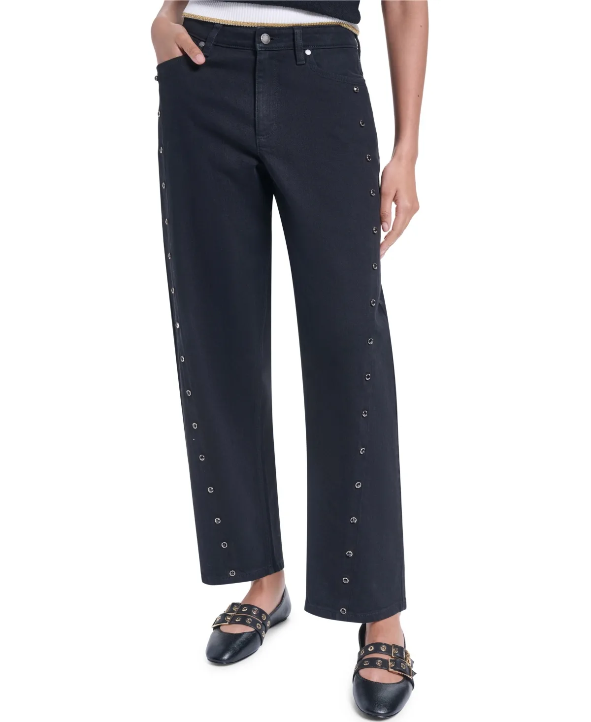 Mid Rise Barrel Leg Jeans by Karl Lagerfeld