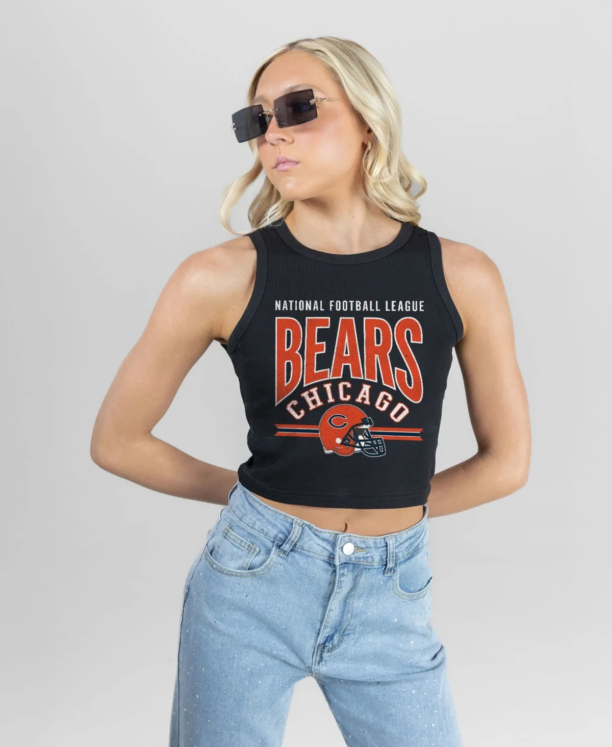 Chicago Bears Mic Drop Essential Ribbed Crop Tank Top by Gameday Couture