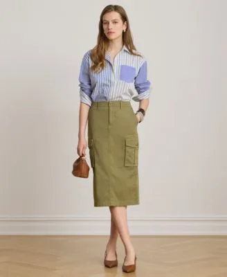 Lauren Ralph Lauren Spread Collar Striped Broadcloth Shirt by Ralph Lauren