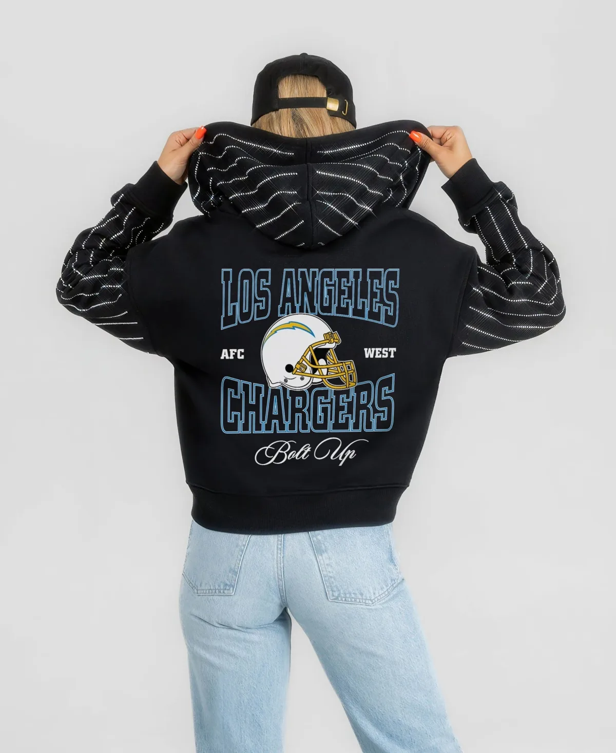 Los Angeles Chargers Eyes on the Prize Mid-Crop Full-Zip Hoodie by Gameday Couture