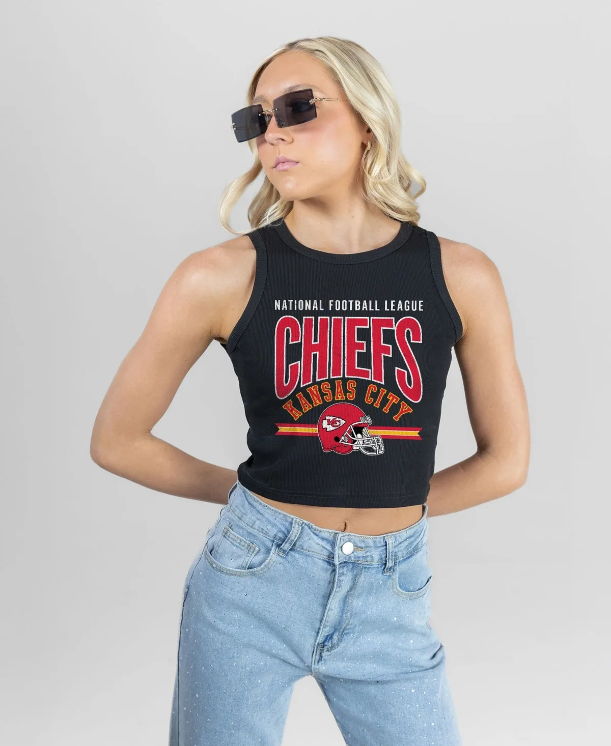 Kansas City Chiefs Mic Drop Essential Ribbed Crop Tank Top by Gameday Couture
