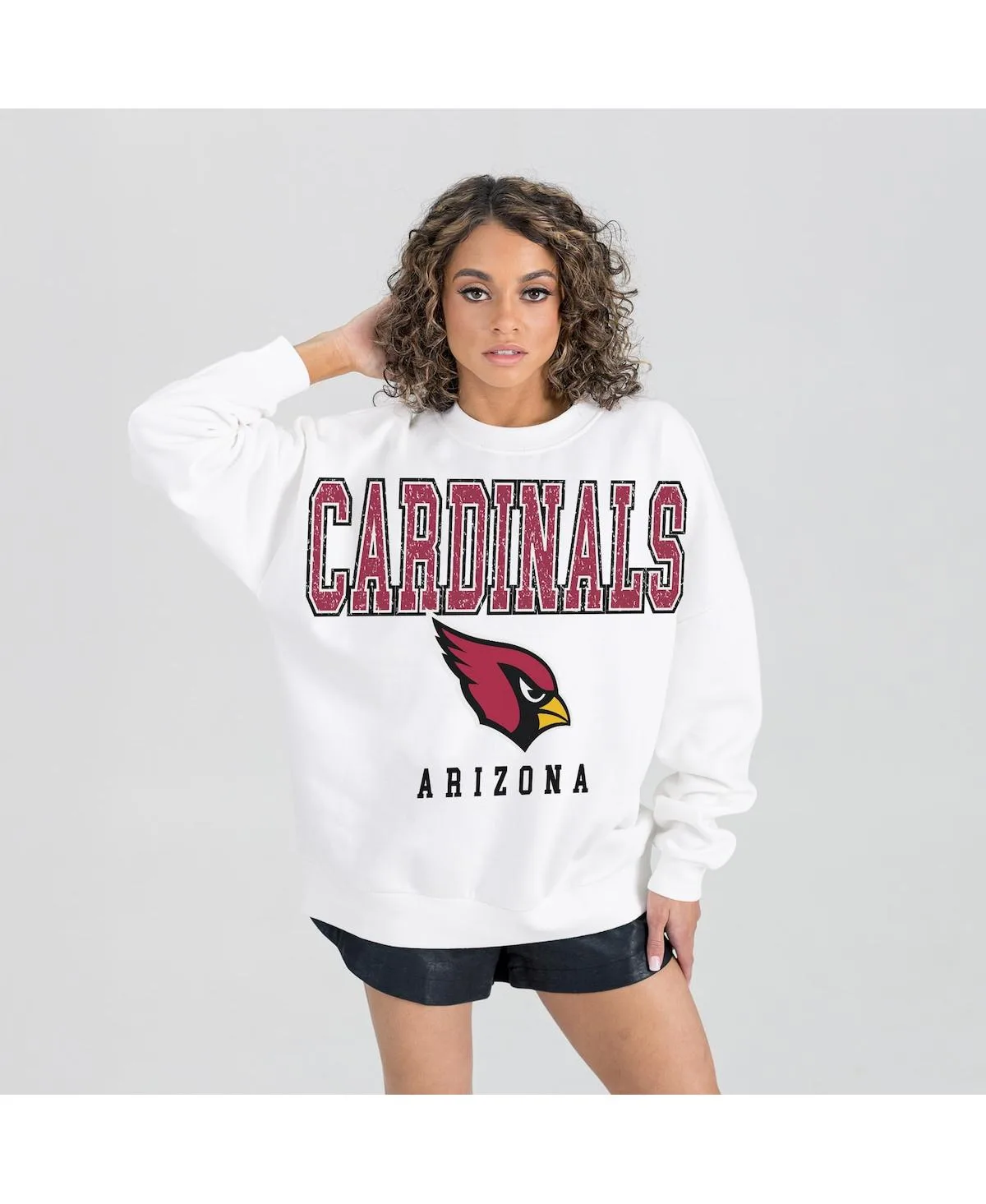 Arizona Cardinals Sunday Drives Oversized Crewneck Pullover Sweatshirt by Gameday Couture