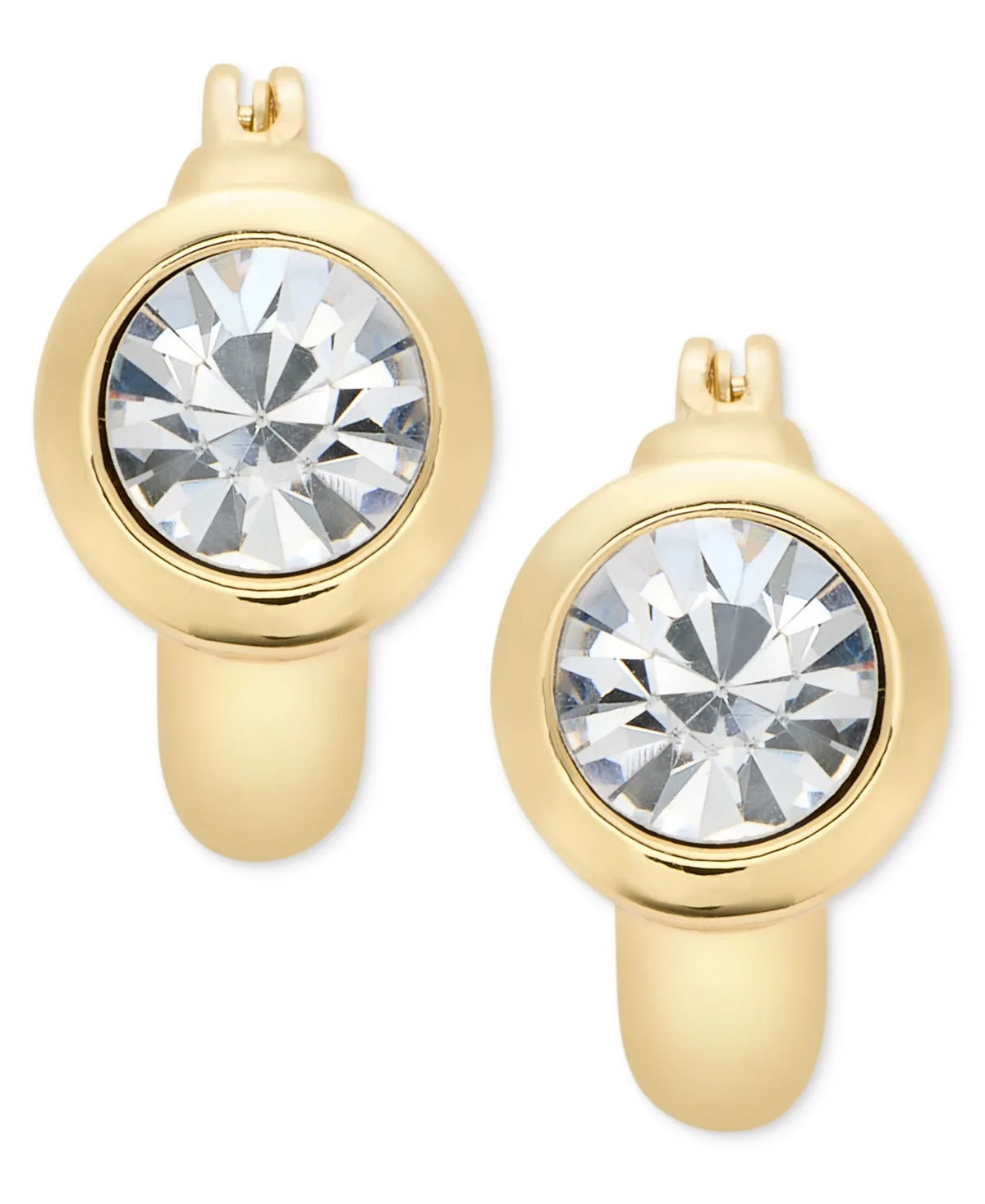 Paris Crystal Gold-Tone 15MM Stone Hoop Earrings