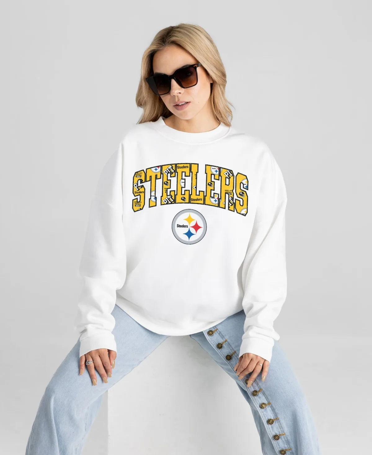 Pittsburgh Steelers Sweet Play Oversized Premium Drop Shoulder Sweatshirt