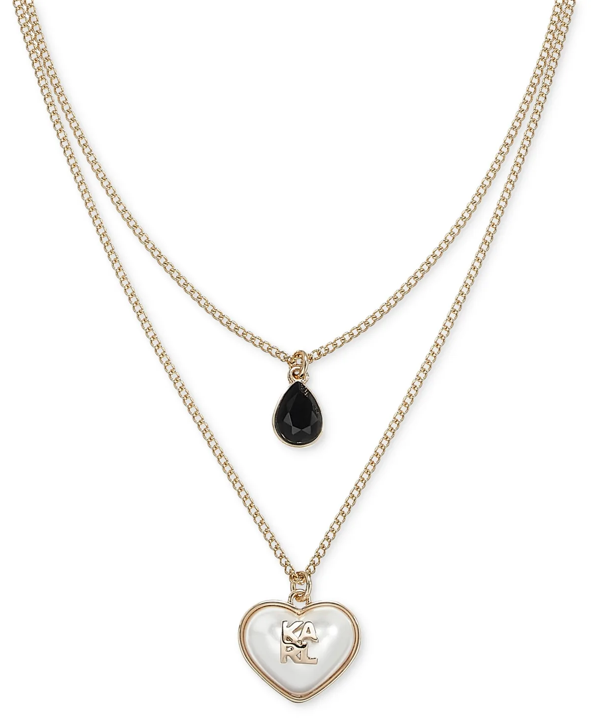 Paris Imitation Pearl Gold-Tone Heart Pendant Necklace, 16/18 by Karl Lagerfeld