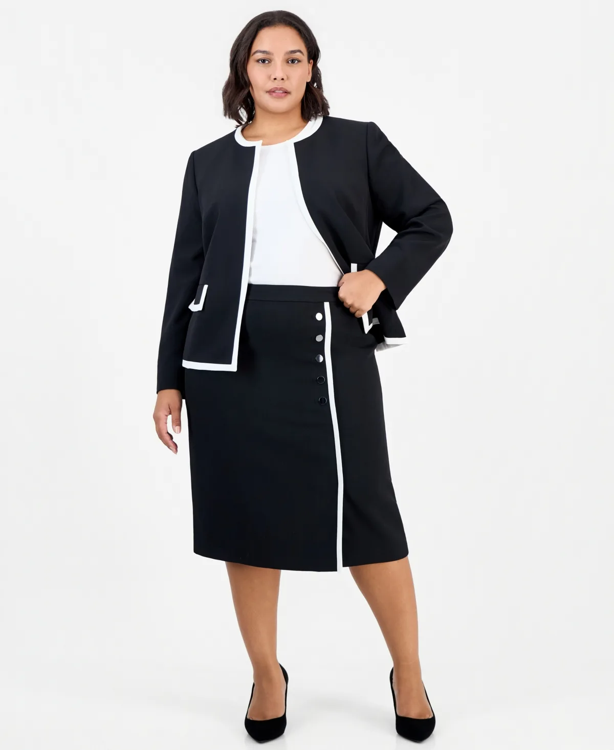 Cb Zip Faux-Wrap Pencil Skirt by Kasper