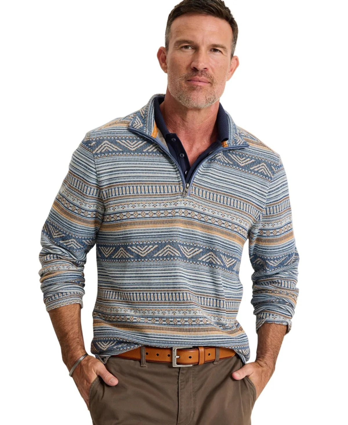 Sanroque Half-Zip Long-Sleeve Regular-Fit Polo Shirt by Tommy Bahama