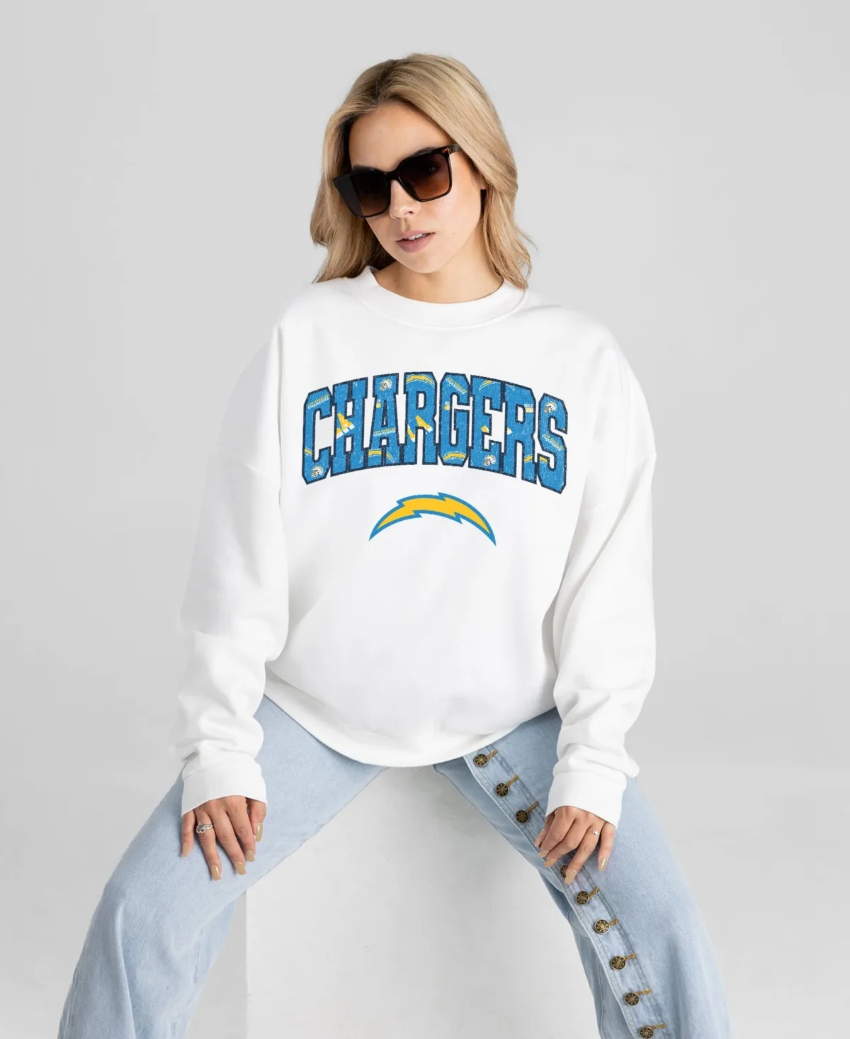 Los Angeles Chargers Sweet Play Oversized Premium Drop Shoulder Sweatshirt by Gameday Couture