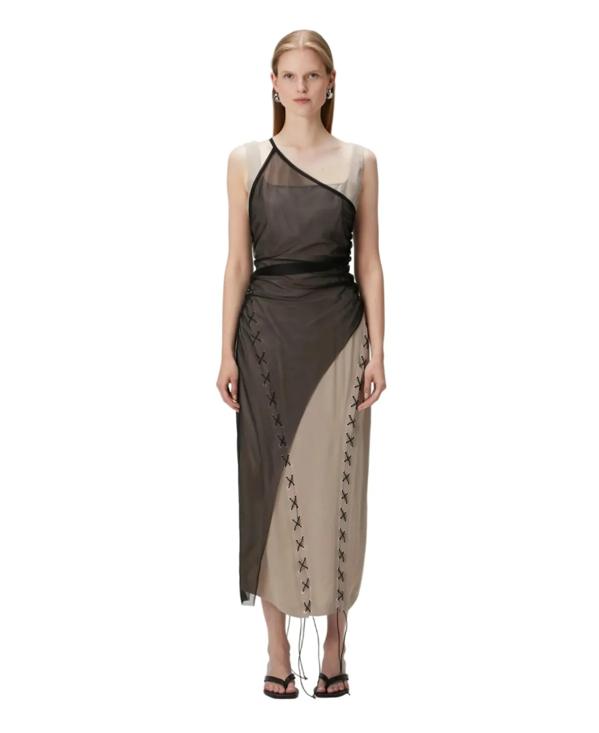 Square-Neck Sleeveless Midi Dress by Pcfg