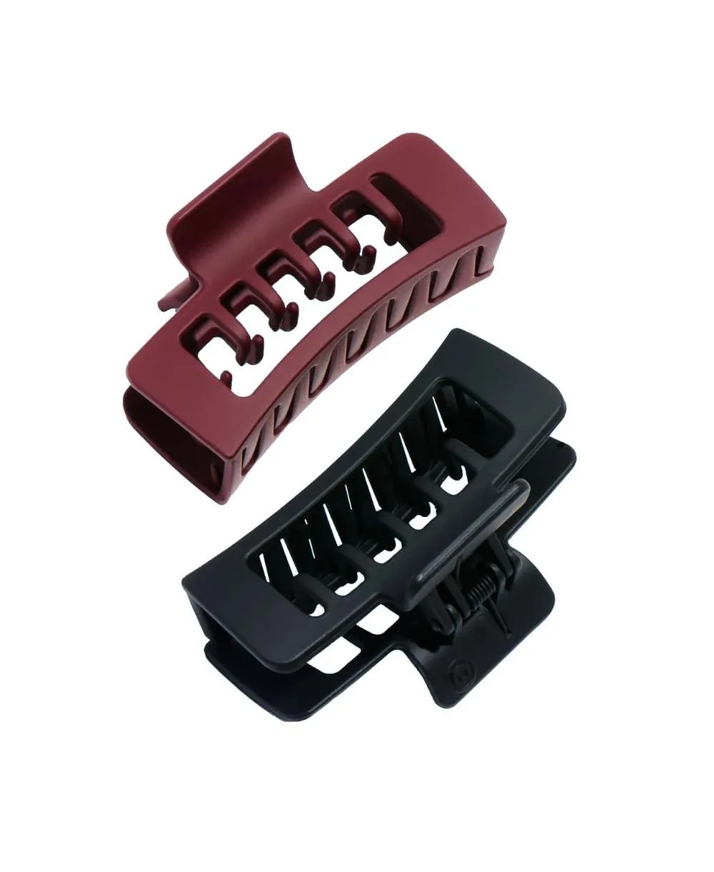 Rectangle Double Teeth Claw Clip Extra Grip Accessory Set Perfect for Medium Hair 2 Pack
