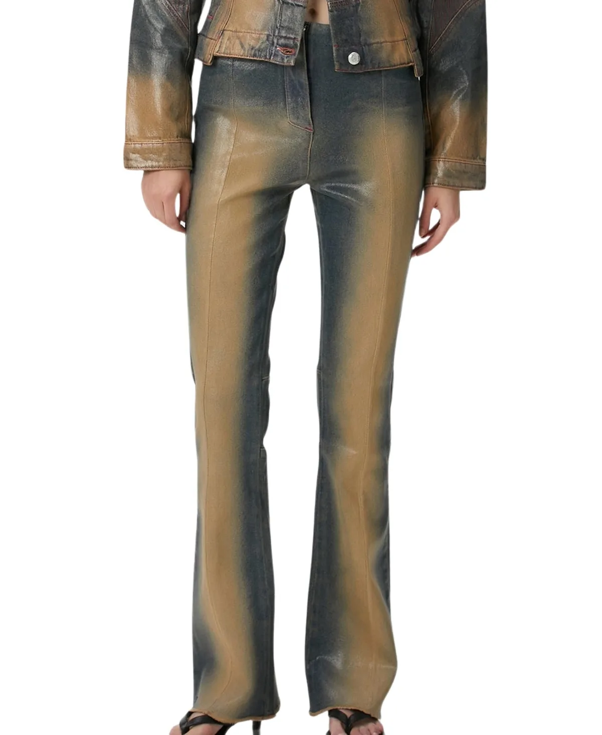 Cotton Coated Flare Pants by Pcfg