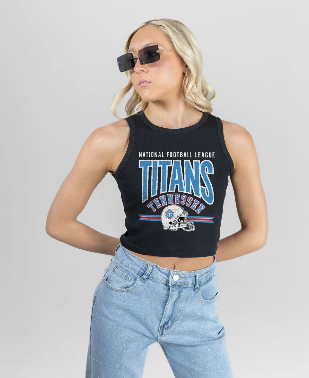 Tennessee Titans Mic Drop Essential Ribbed Crop Tank Top by Gameday Couture