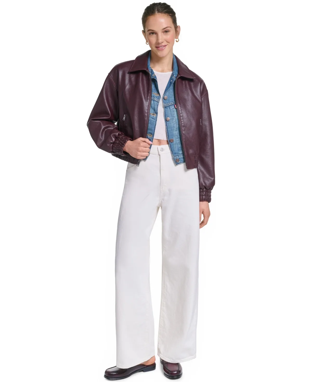 L64 Cropped Water-Resistant Faux Leather Bomber Jacket by Levi's