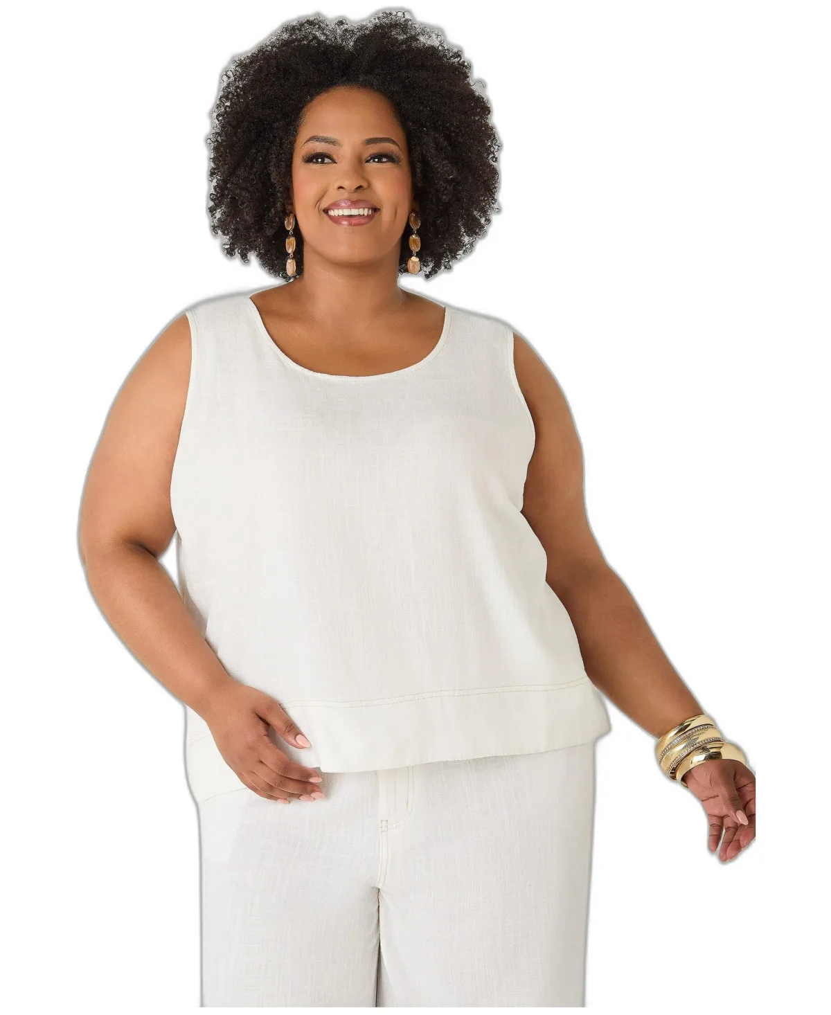 Linen Blend Top by Ashley Stewart