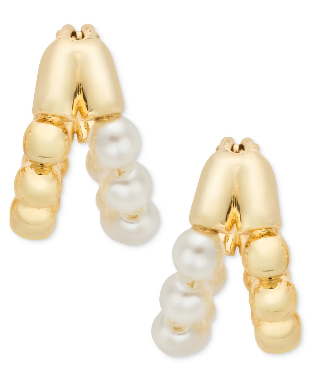 Gold-Tone Imitation Pearl 12MM Split Hoop Earrings by Karl Lagerfeld