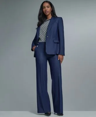 One Button Blazer Crew Neck Sleeveless Sweater Wide Leg Pants by Karl Lagerfeld