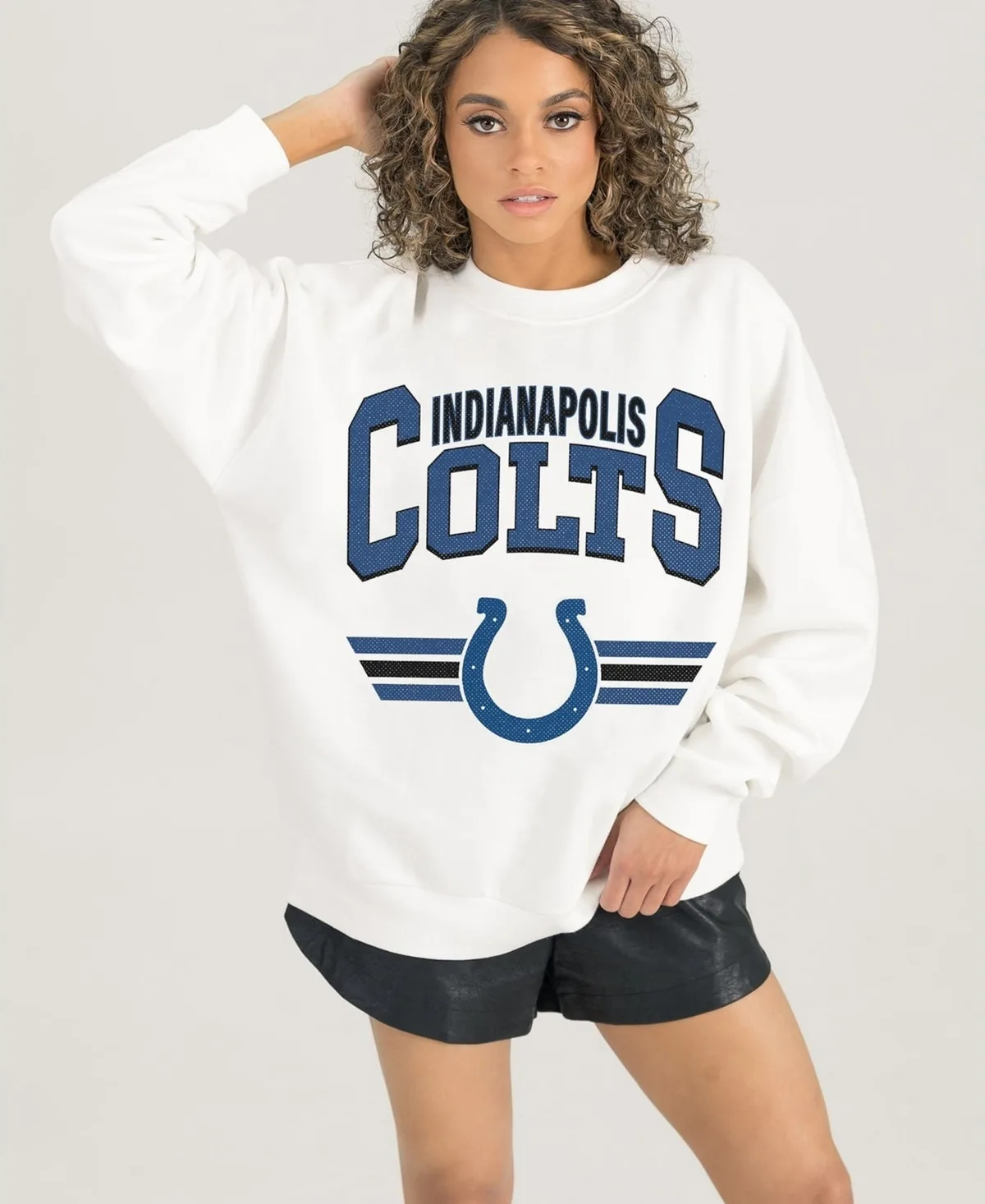 Indianapolis Colts Swift Strike Oversized Dropped-Shoulder Pullover Sweatshirt by Gameday Couture