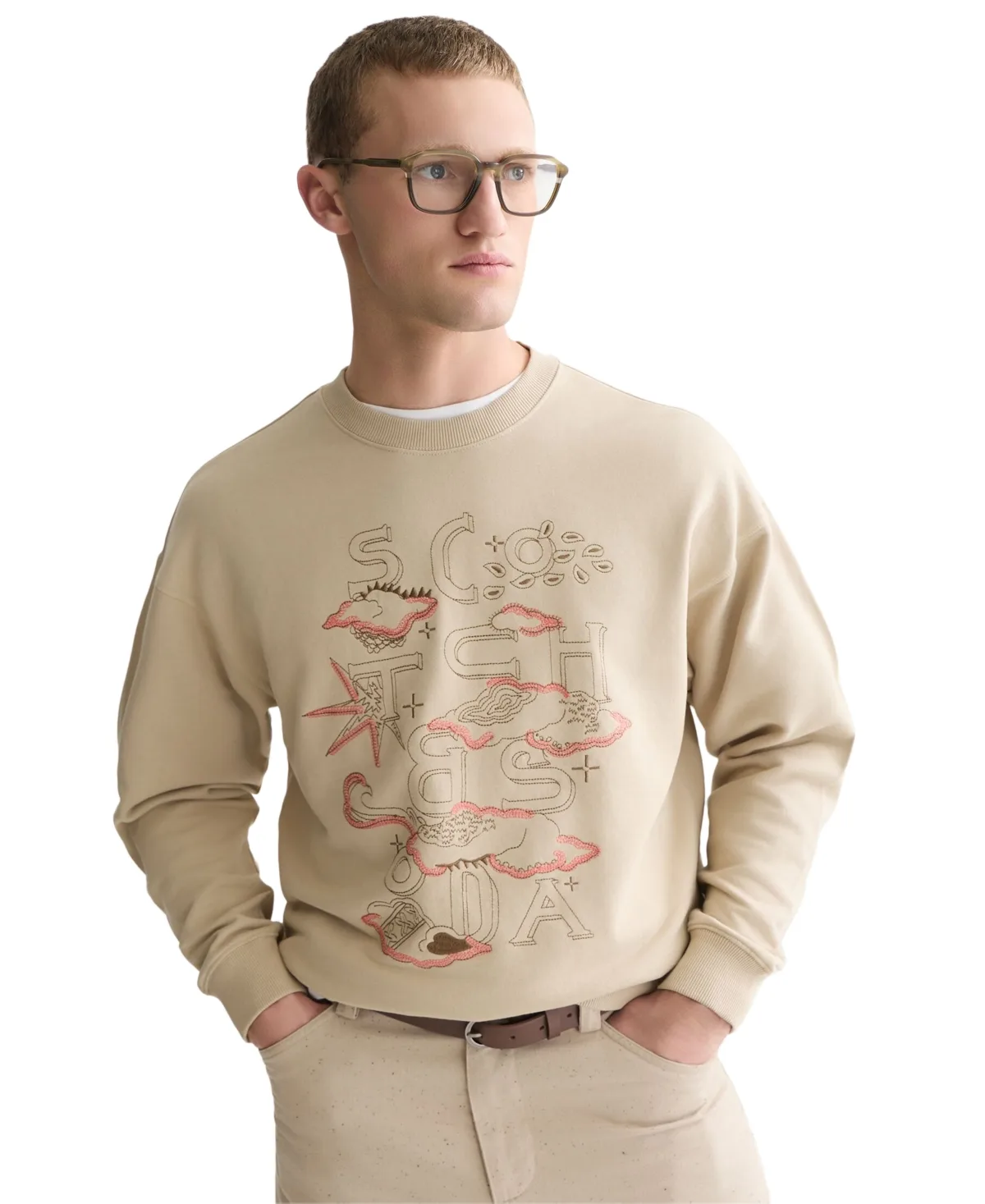 Front Embroidered Artwork Relaxed-Fit Sweatshirt by Scotch & Soda