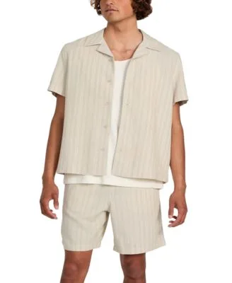 Textured Camp Shirt Drawstring Shorts by GUESS