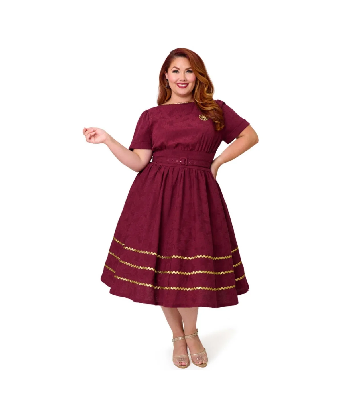 Boatneck Ricrac Swing Dress
