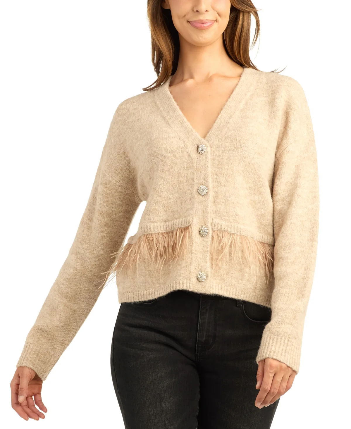 Long-Sleeve V-Neck Lightweight Cardigan by Bcx