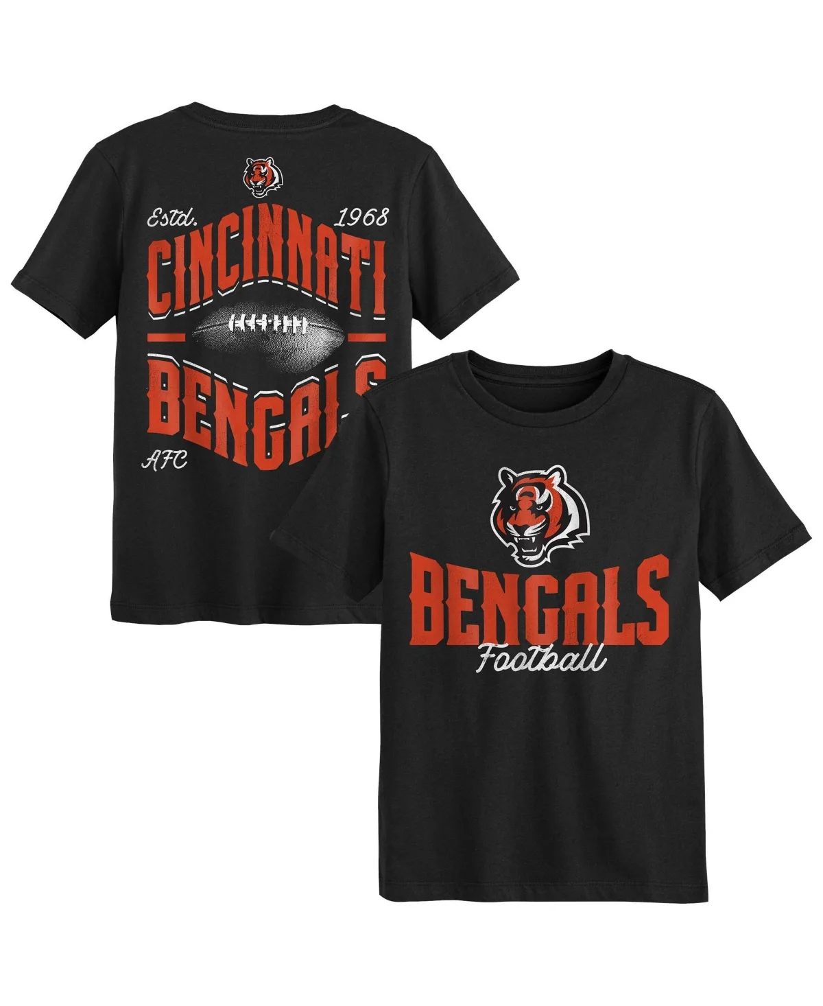 Top Pick Cincinnati Bengals Distressed Crewneck T-Shirt by Outerstuff