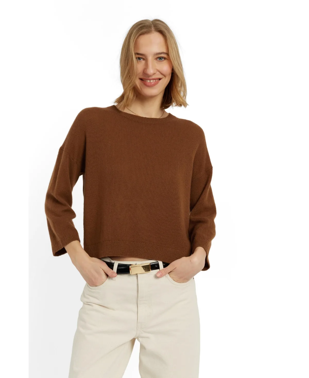 Chinti & Parker Cloud Cashmere Cropped Sleeve Sweater by Parker