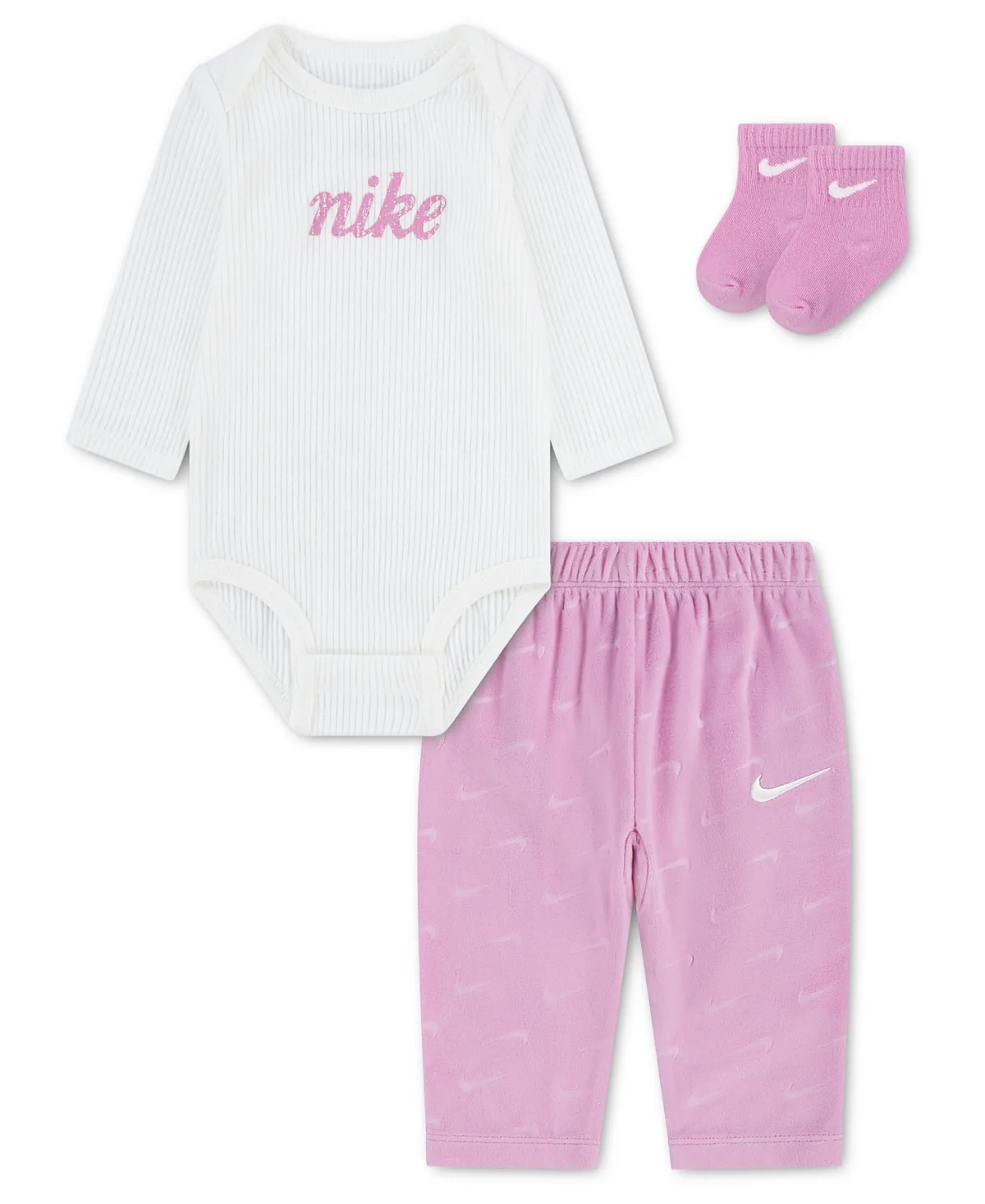 Dream Float Long-Sleeve Jersey Bodysuit, Pants, and Socks, 3-Piece Set by Nike