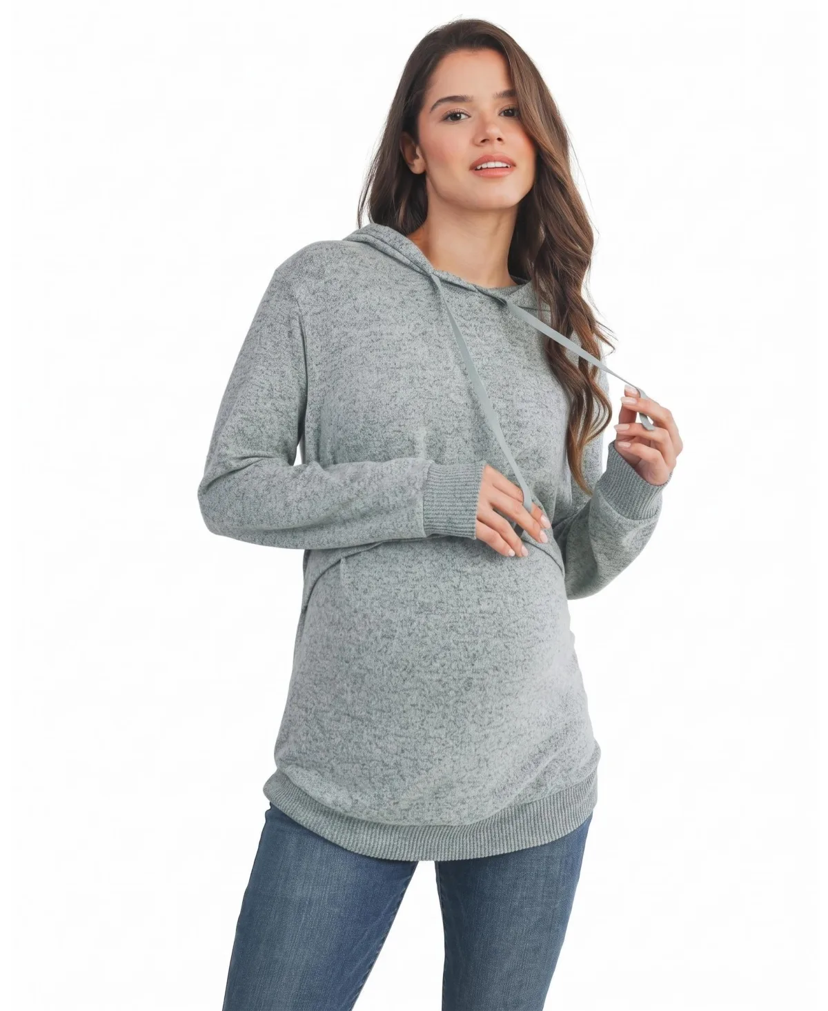 Double Layer Knit Nursing Hoodie by Hello Miz