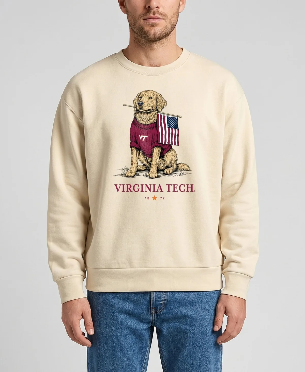 Graphic Fleece-Lined Dropped-Shoulder Sweatshirt by Uscape Apparel