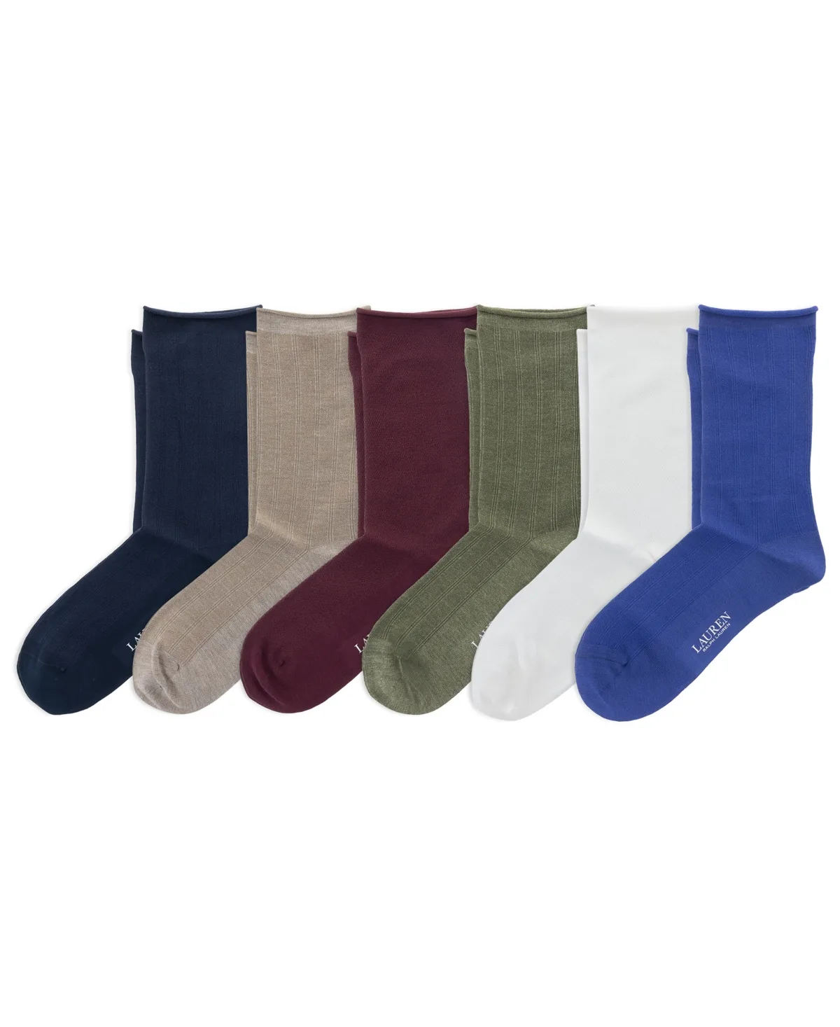 Lauren Ralph Lauren Textured Solid Roll Top Socks, Pack of 6 by Ralph Lauren