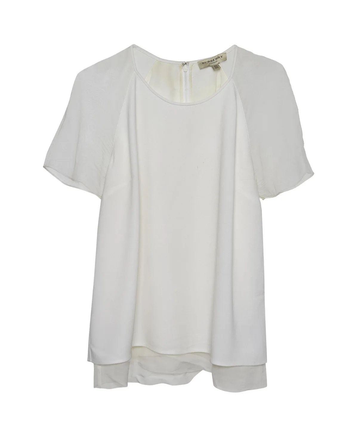 Pre-Owned Crepe and Sheer Sleeve Blouse by Burberry
