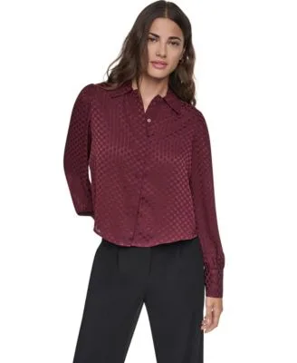 Long Sleeve Puff Sleeve Button Front Blouse by DKNY