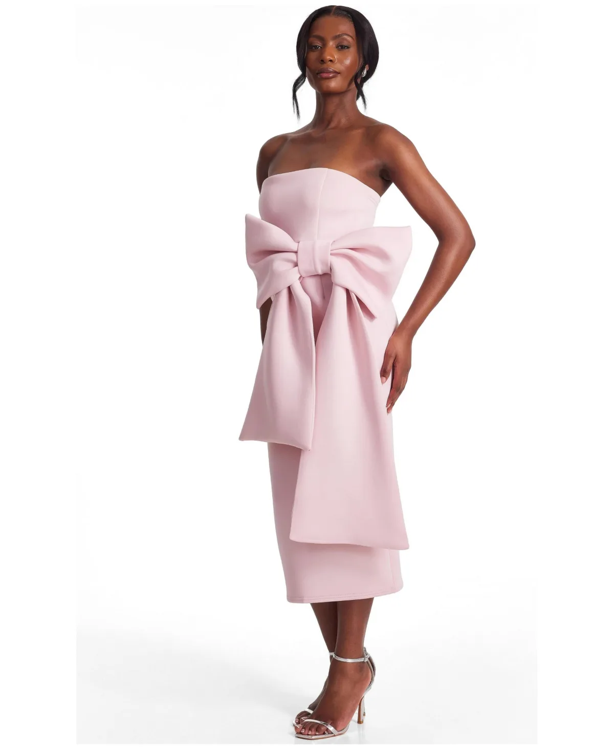 Strapless Bow Detail Maxi Dress by Quiz