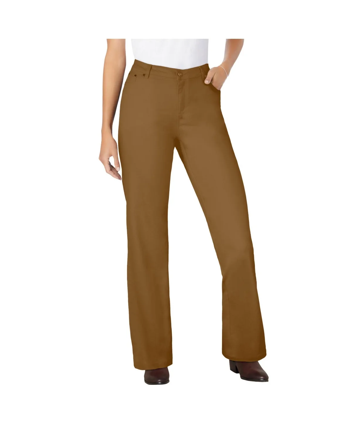 Stretch Denim Wide-Leg Five-Pocket Jeans by Woman Within