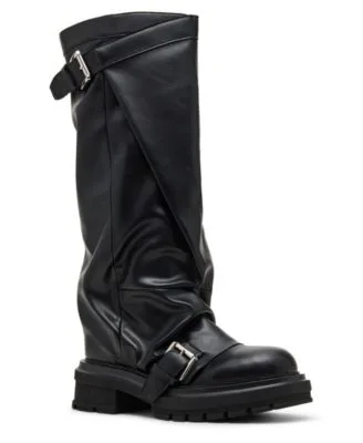 Restore Knee High Slouchy Lug Sole Moto Boots Regular Wide Calf by Madden Girl