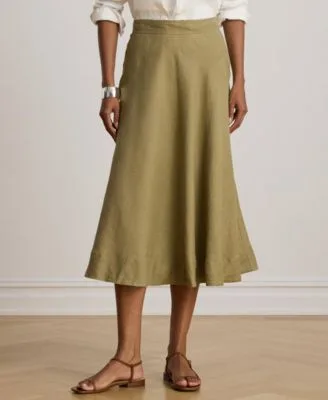 Lauren Ralph Lauren Linen a Line Midi Skirt by Ralph Lauren