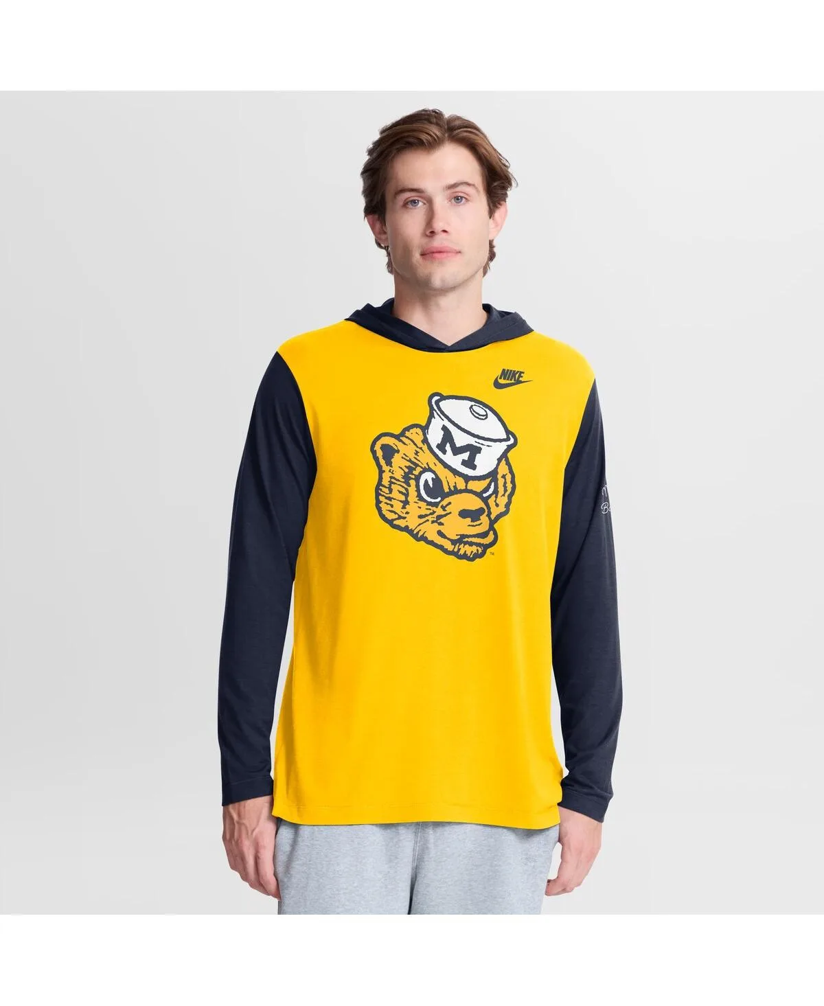 Michigan Wolverines Campus Legacy Tri-Blend Long Sleeve Hooded T-Shirt by Nike
