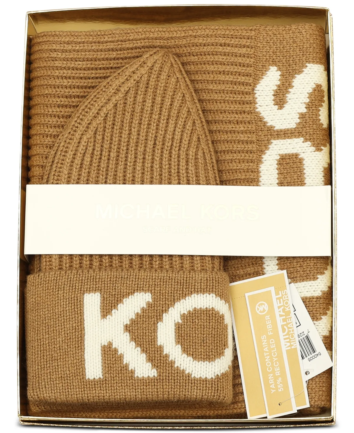 Fishermans Rib Beanie and Scarf Boxed Gift Set by MICHAEL Michael Kors