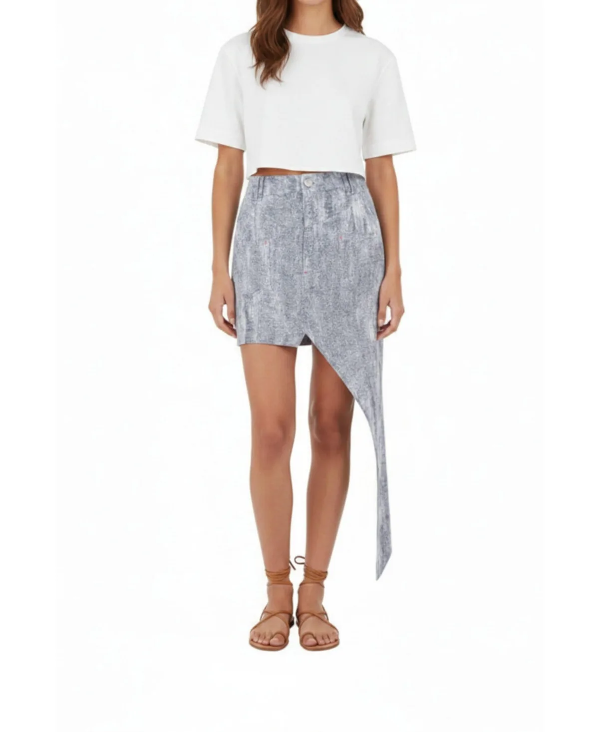Free Heaven High-Waisted Asymmetrical Mini Denim Skirt by Pcfg