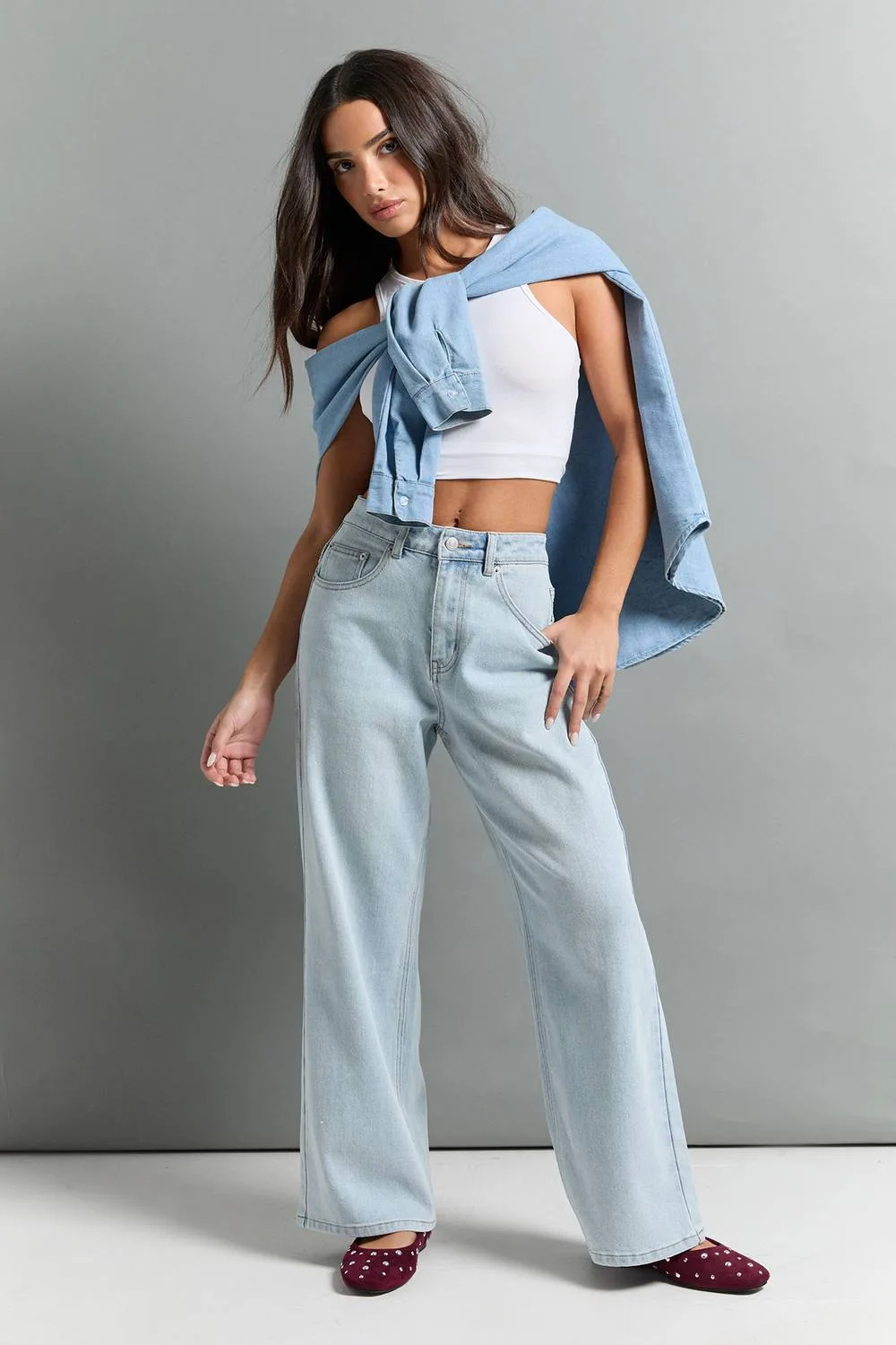 The Petite High Waist Straight Leg Jean
