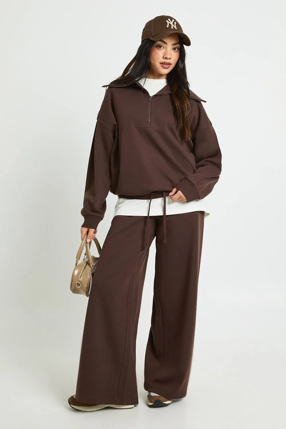 Half Zip Sweatshirt Interlock Tracksuit by boohoo