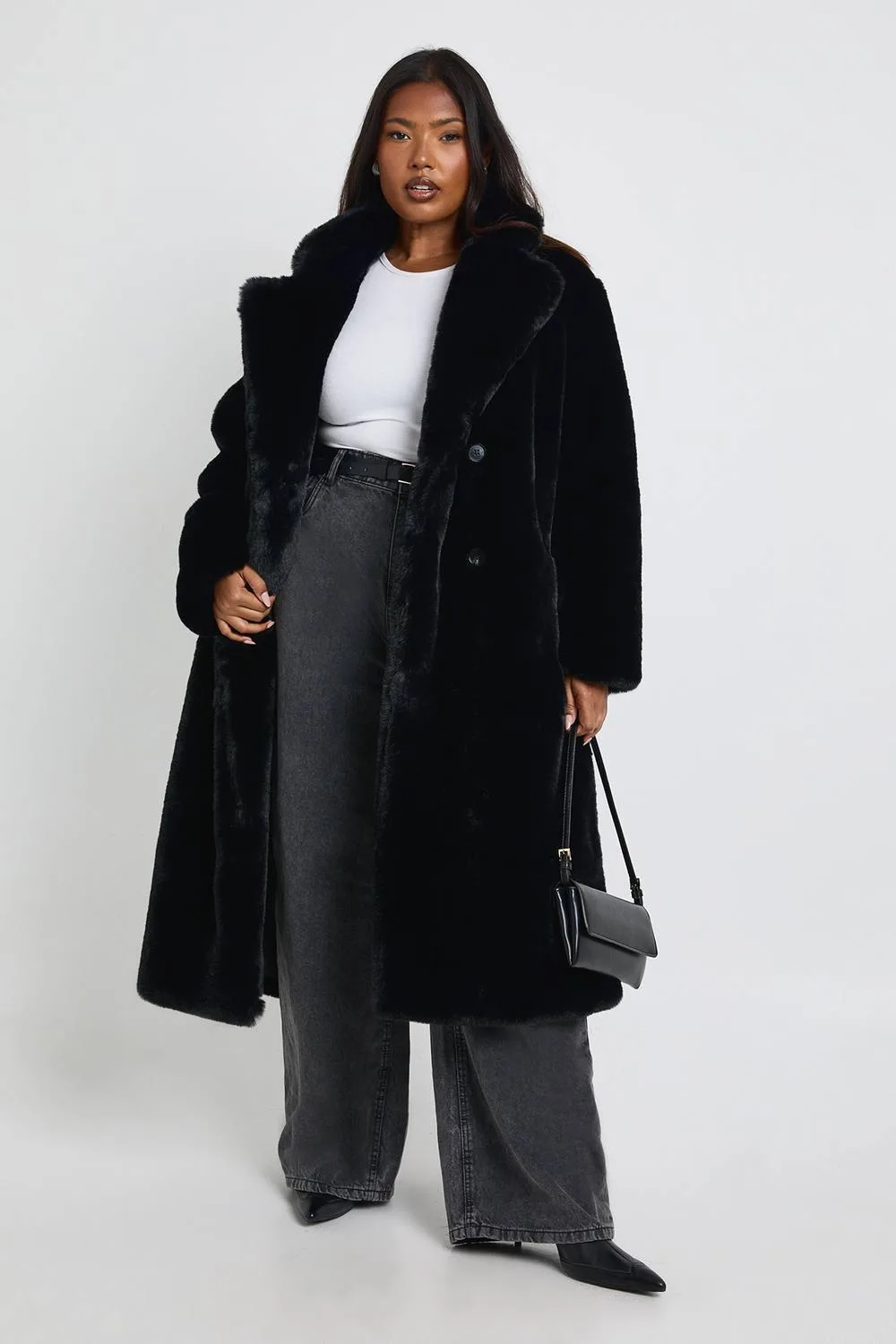 Faux Fur Longline Coat by boohoo