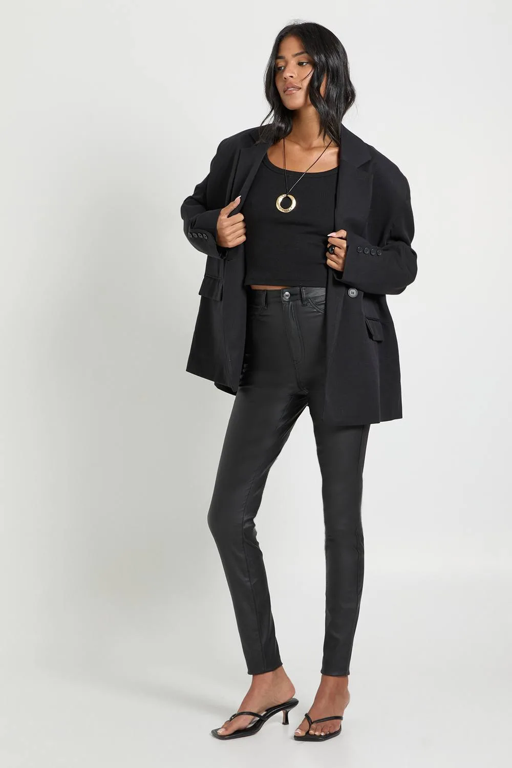 High Waist Coated Skinny Jean by boohoo