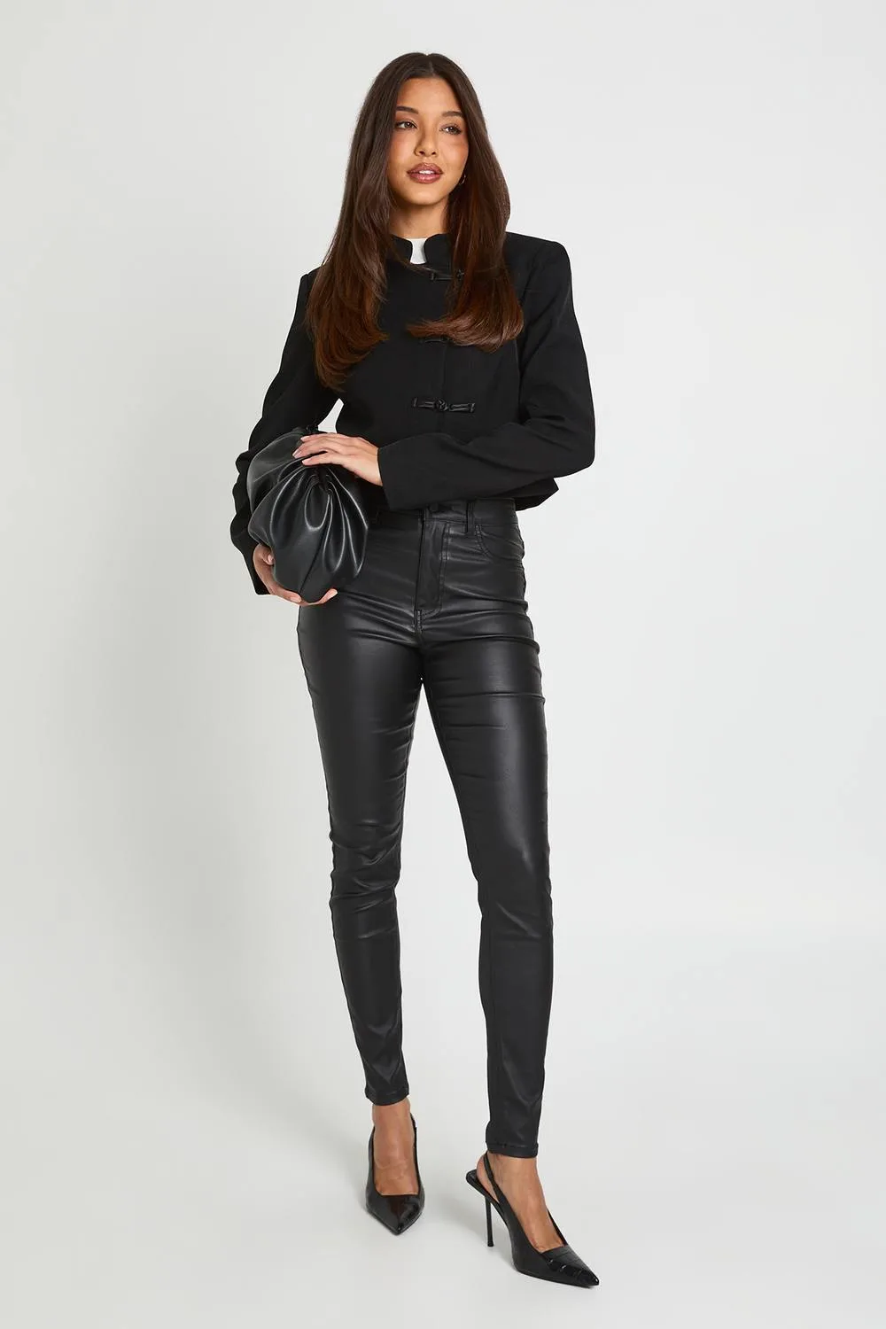 High Waist Coated Skinny Jean by boohoo