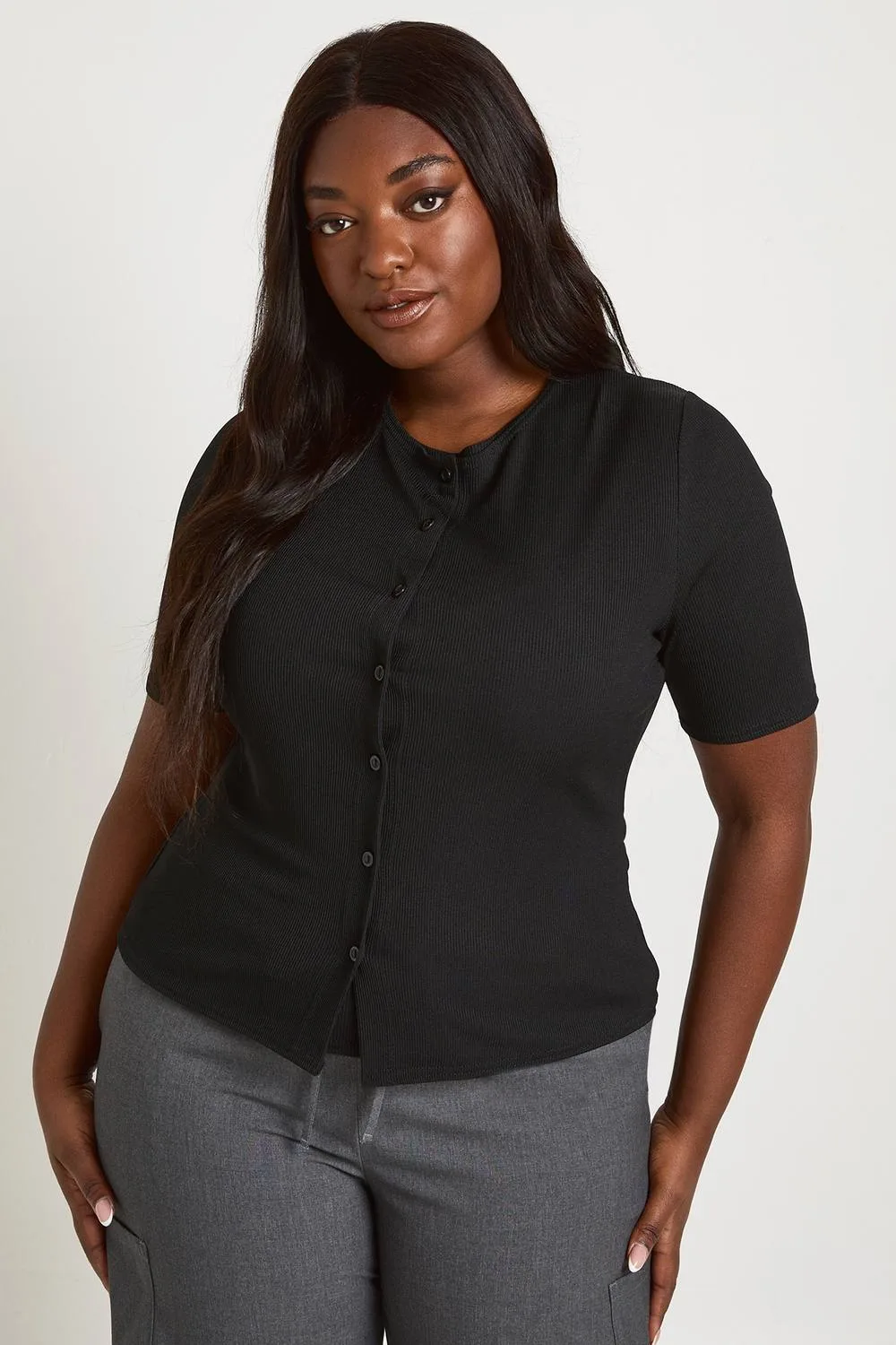Double Layer Button Down Short Sleeve Top